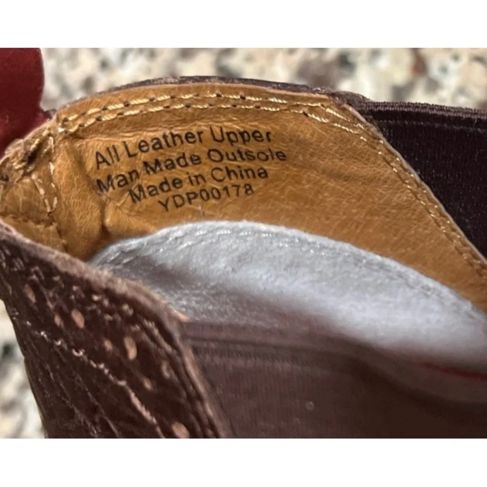 Twisted X Cow Dog Slip-On Men Brown Leather Western Ankle Boots Size 12 MCD0002